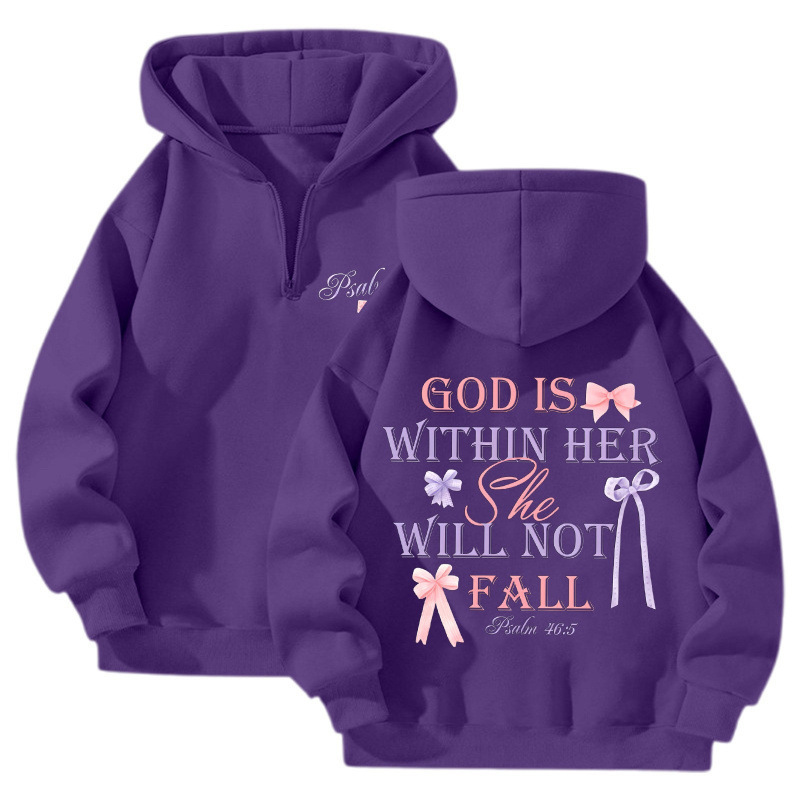 Black Women's Retro Letter Sweatshirt with Fashionable Double-Sided Print, Quarter-Zip Fleece Sweatshirt, Thick