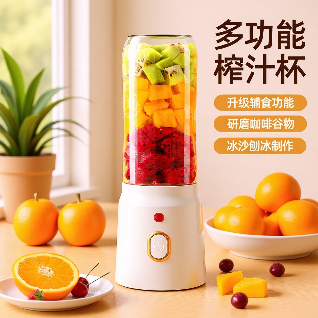 Exprimidor de jugo carga pequeña máquina de jugo multifuncional hielo triturado de alimentos suplementarios frutas portátiles frutas y verduras prensado instantáneo
