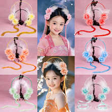 古风汉服百搭清新绢纱花朵发箍儿童COS欢天喜地七仙女妆造发箍