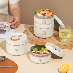 304 stainless steel insulated lunch box thermal bucket student office anti-leak lunch box multi-layer bento box soup bowl soup can