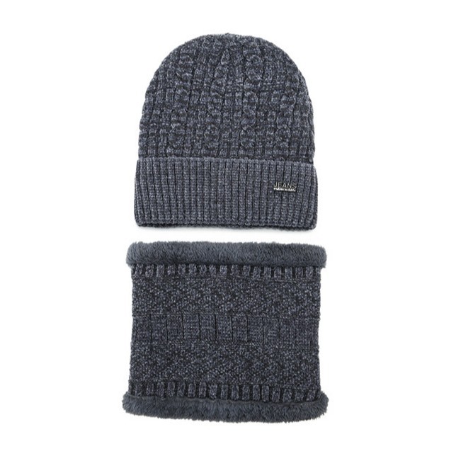 Winter Hat Men's Velvet Warm Chenille Knitted Hat Autumn and Winter Cold-Proof Cycling Two-Piece Woolen Hat Cross-Border