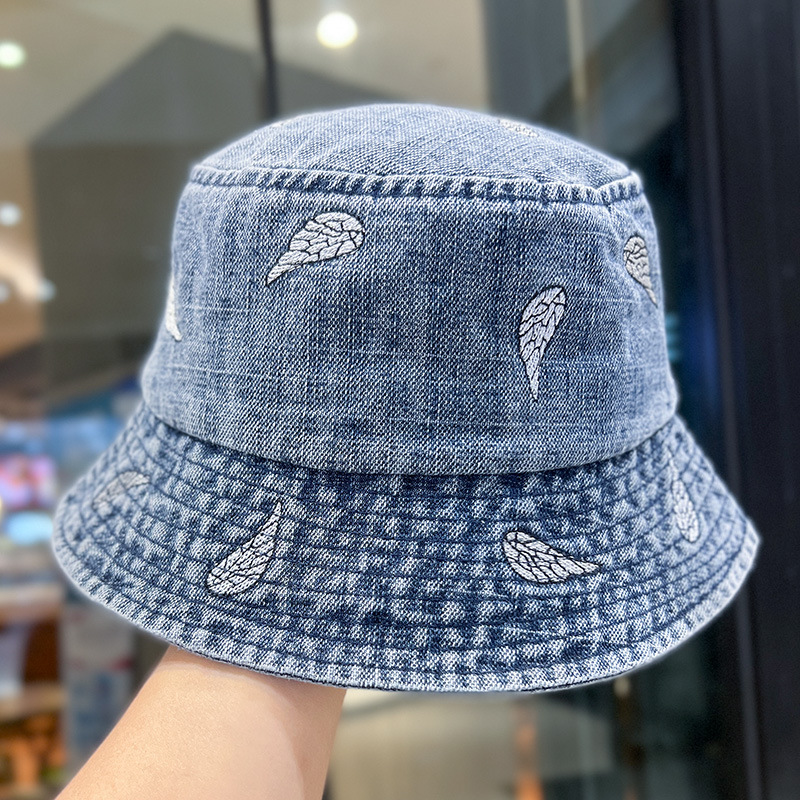 Retro vaquín lavado sombrero pescador mujer 2025 primavera y verano sombrero de protección solar moda versátil mostrando la cara sombrero de cuenca