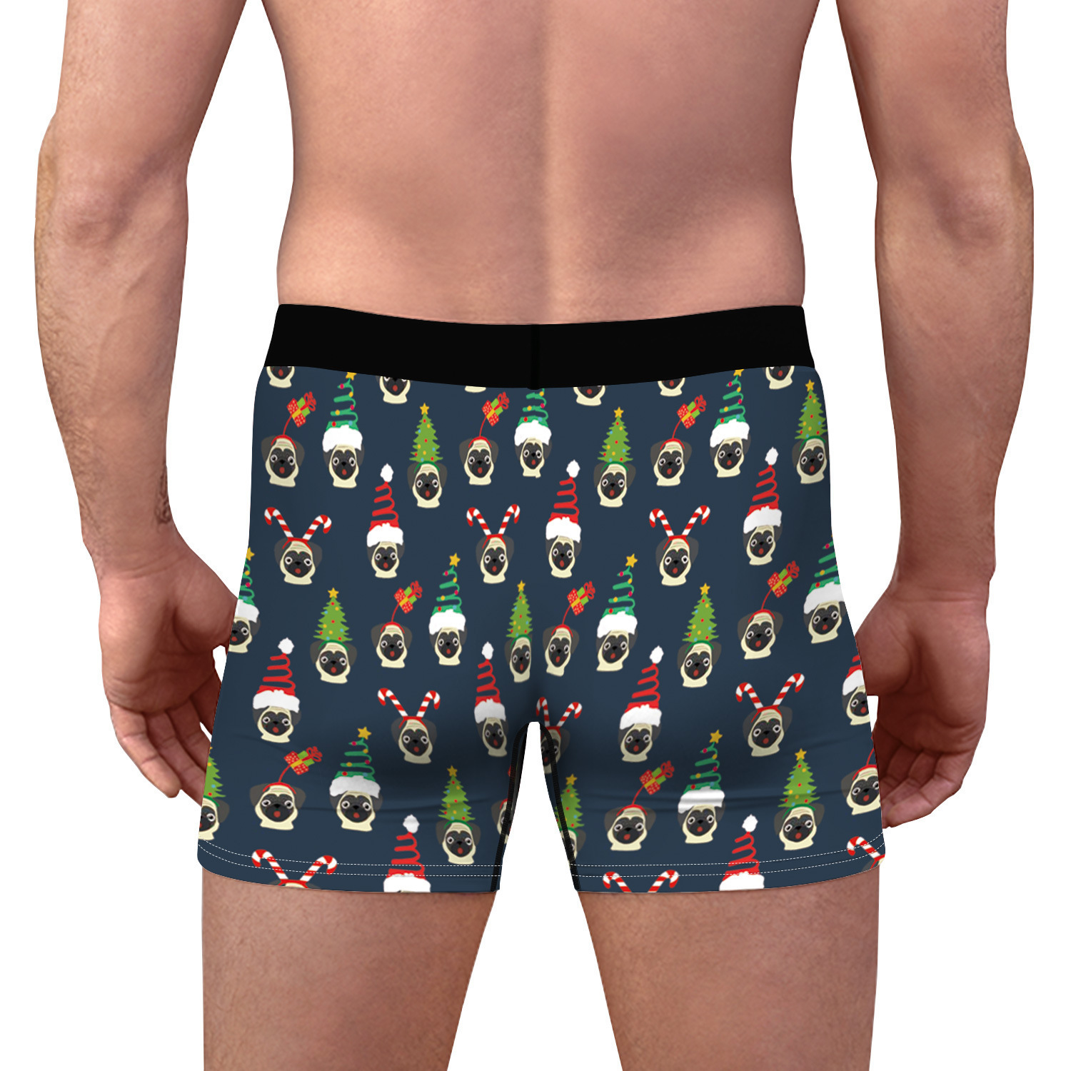 2024 Pantaloni ad angolo piatto traspiranti e comodi da uomo con stampa digitale per cani di Natale nuovi con biancheria intima aderente sul fondo_voghion.com