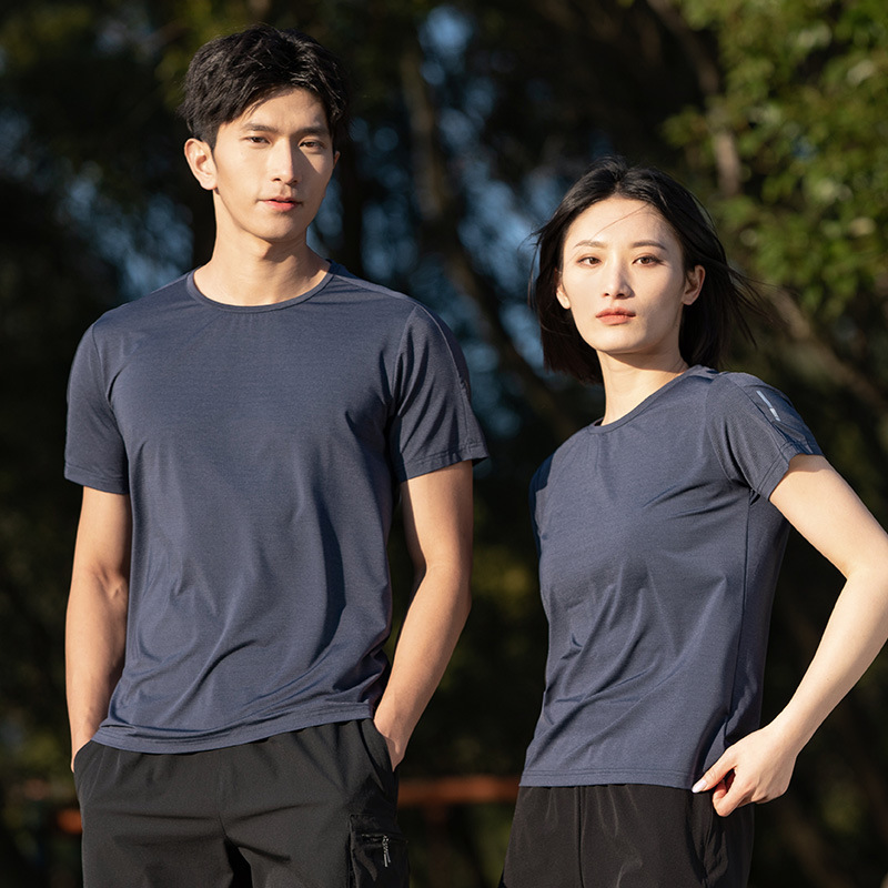 23 New Ice T-shirt Men's Outdoor High Elastic Quick-drying Sweatshirt Women's Solid Color Round Neck Jacket Group Buying OEM Customization 23 New Ice T-shirt Men's Outdoor High Elastic Quick-drying Sweatshirt Women's Solid Color Round Neck Jacket Group Buying OEM Customization