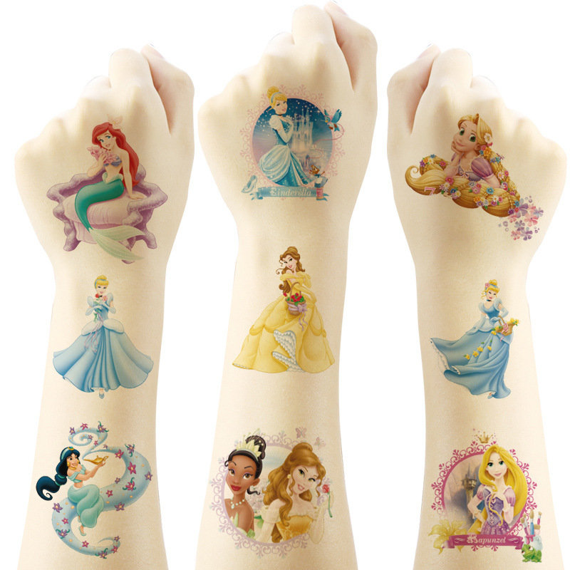 Children's Princess Tattoo Sticker Cartoon Tattoo Sticker Transfer Disposable Tattoo Birthday Party Party Gift Sticker
