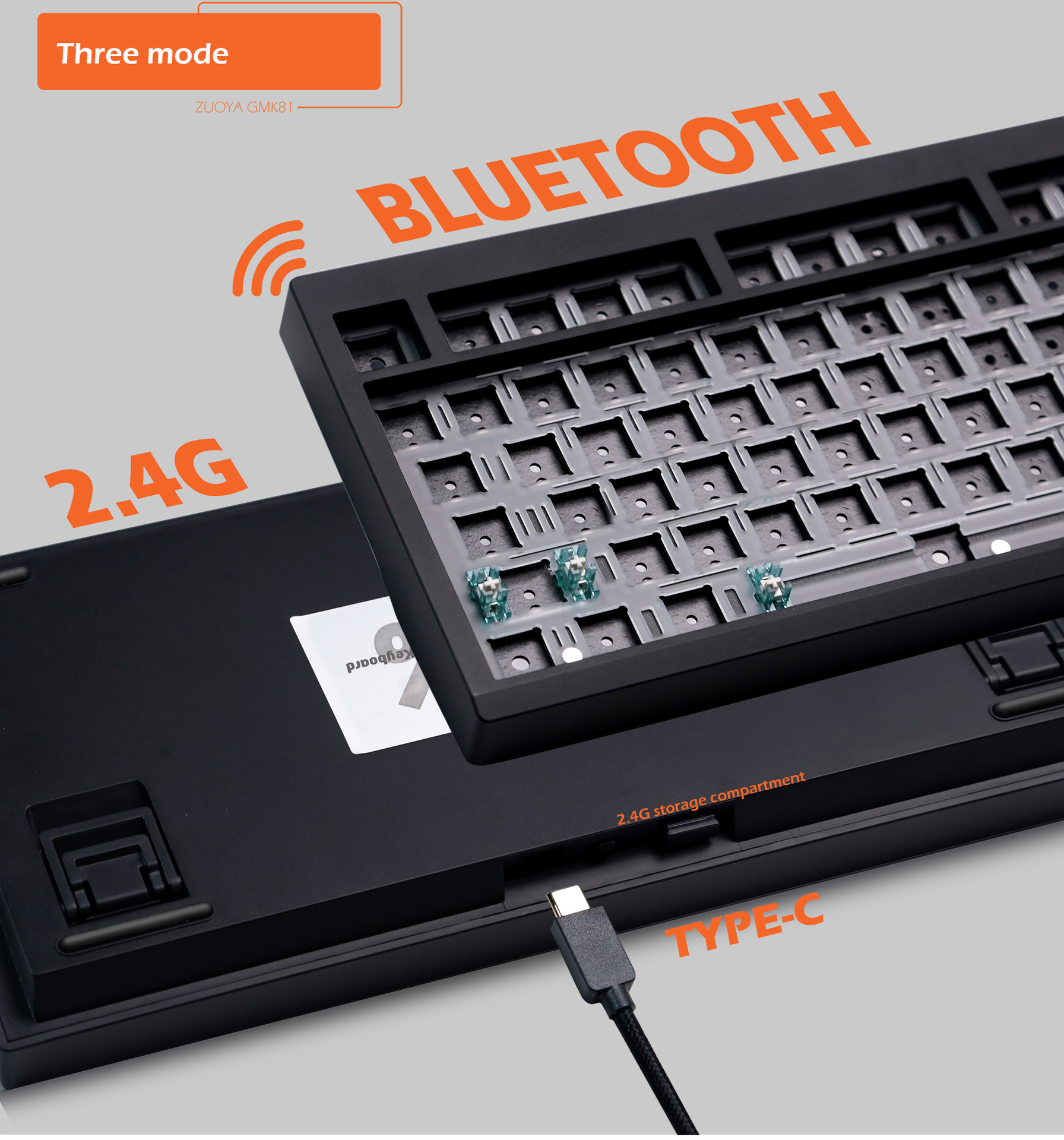 Zuoya GMK81 tres modelos personalizados DIY Kit de Teclado mecánico de conexión en caliente RGB soporte de retroiluminación