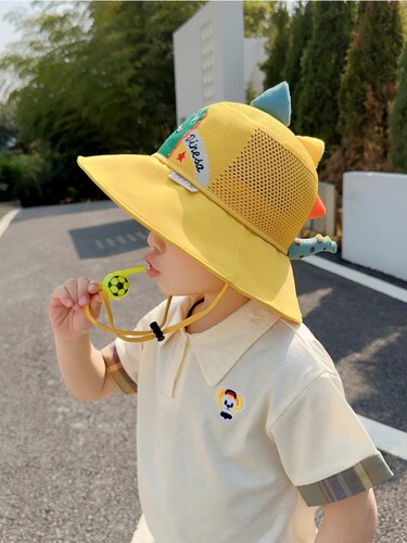 Children's Sun Hat Summer Unisex Kids Large Brim Sun Hat Baby Cartoon Mesh Sunshade Hat Fisherman Hat AA