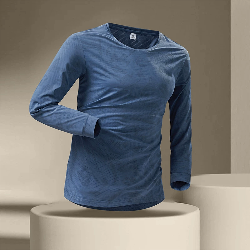 Трансграничная футболка с длинными рукавами из ледяного шелка новая камуфляжная пара с круглым вырезом