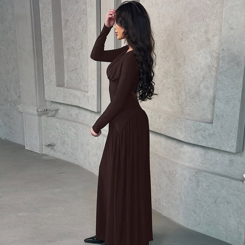 Hot-Selling Women's Fashion 2025 Summer New Fashionable Elegant Slim Waist Long Sleeve Dress Wholesale_ecoleips.com