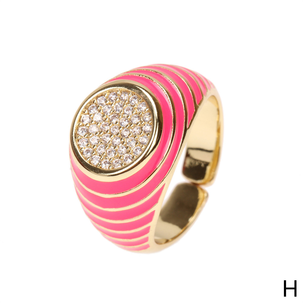 Cute Candy Color Zircon New Trendy Fashion Personality Copper Drip Oil Ring Wholesale display picture 6