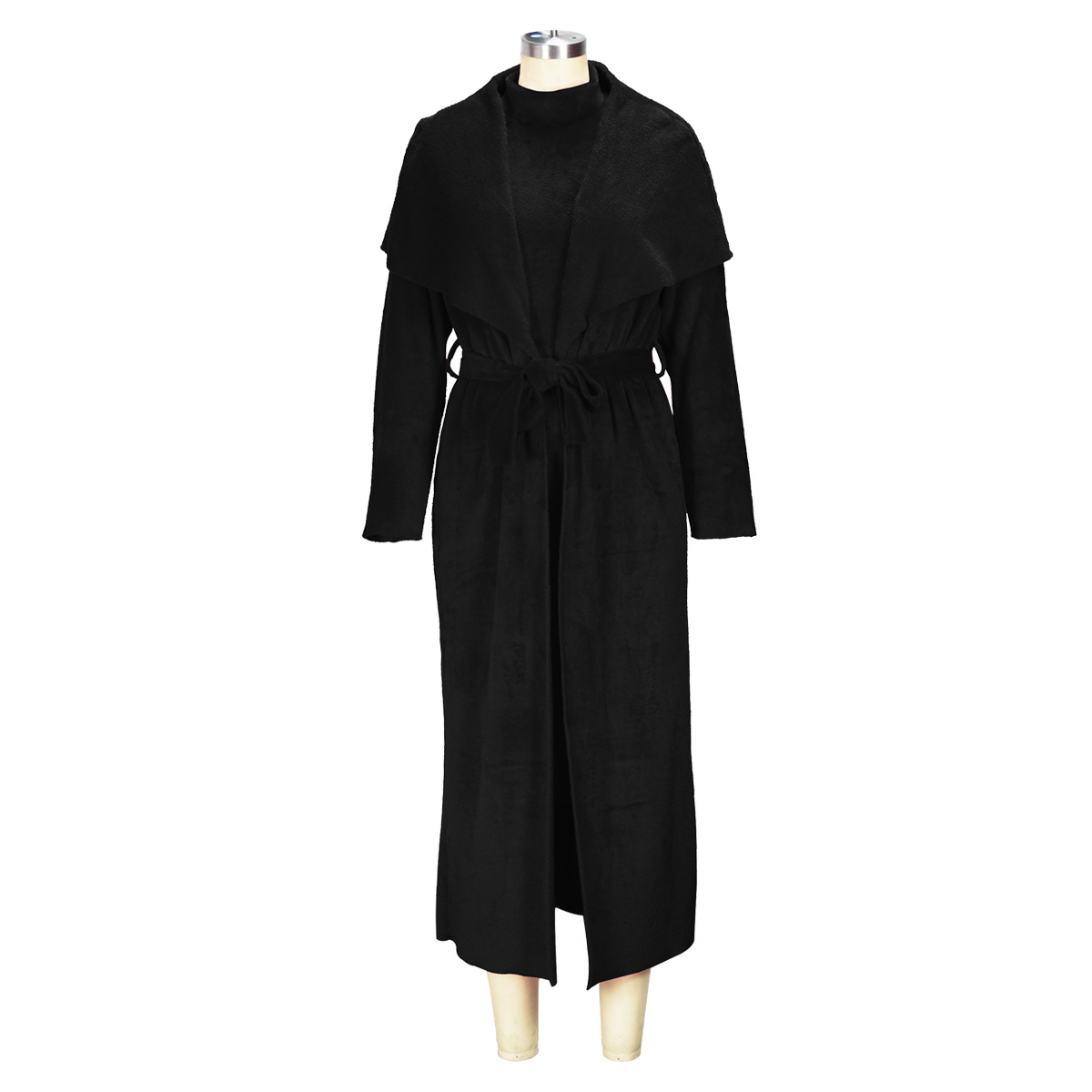 Completo due pezzi donna vestito in velluto e cardigan lungo_voghion.com