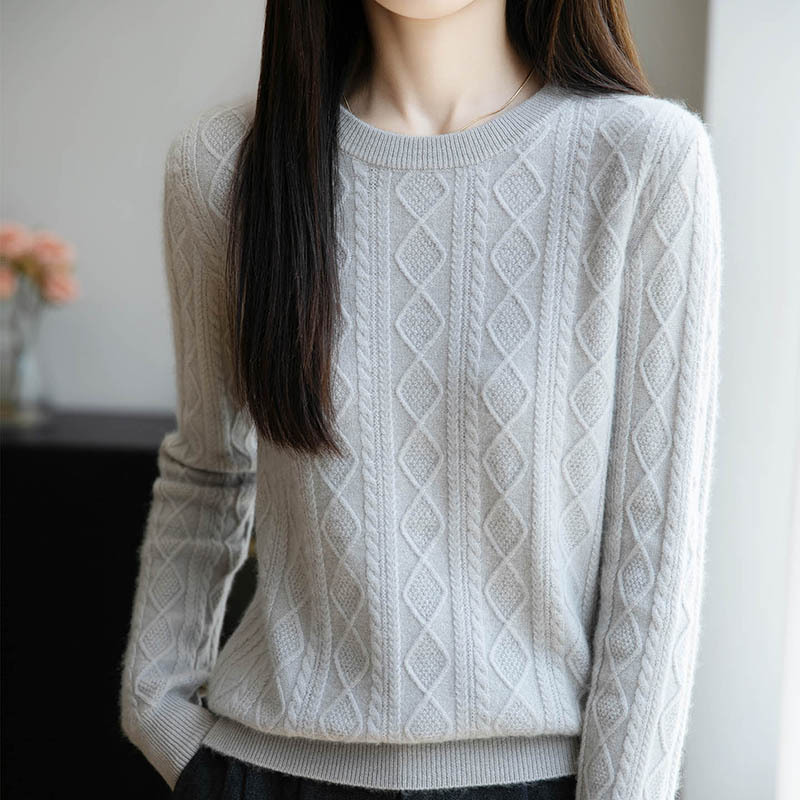 Autumn and Winter New Round Neck Women's Tops 100% Pure Wool Alalana Knitwear Versatile Long-Sleeved Bottoming Shirt