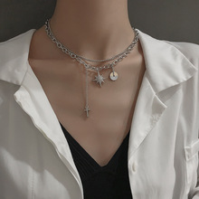 日韩ins原宿百搭复古蹦迪十字架项链街头吊坠颈链女潮锁骨链时尚