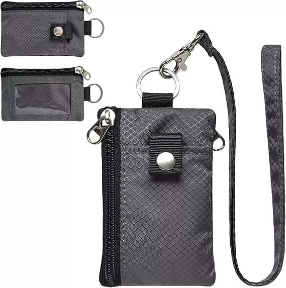 新款屏蔽小钱包 带证件窗口防水ID保护套钱包带绳钥匙扣防盗卡包