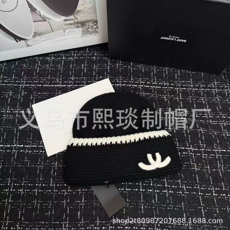 2025新款双C正确字母针织帽秋冬双色百搭保暖时尚百搭毛线帽ins|undefined