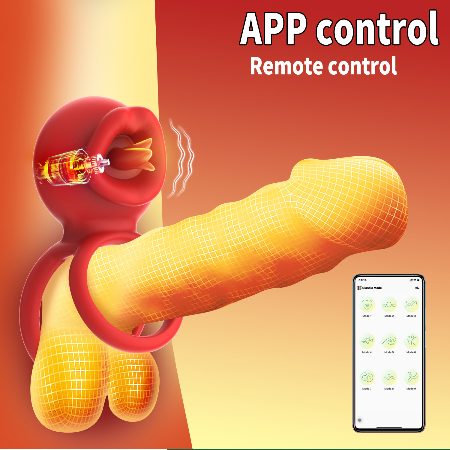 혀 핥기 단일 충격 잠금 링 빨간색