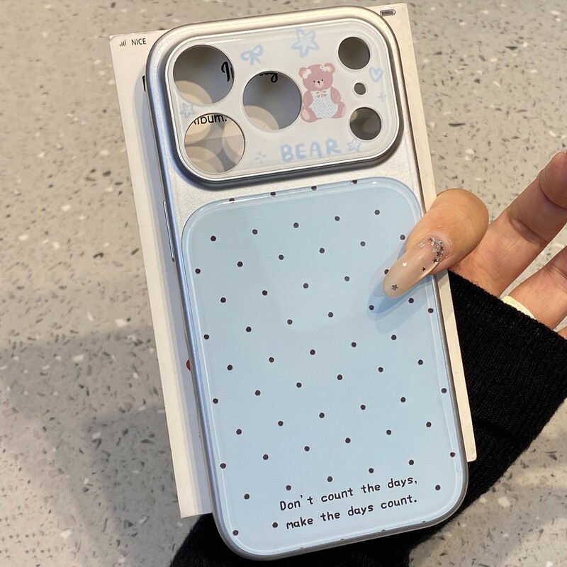 Cute Blue Polka Dot Bear Phone Case Suitable for Apple 17 Pro Max, High Aesthetic Value for Girls, iPhone 16/15 Cute Blue Polka Dot Bear Phone Case Suitable for Apple 17 Pro Max, High Aesthetic Value for Girls, iPhone 16/15