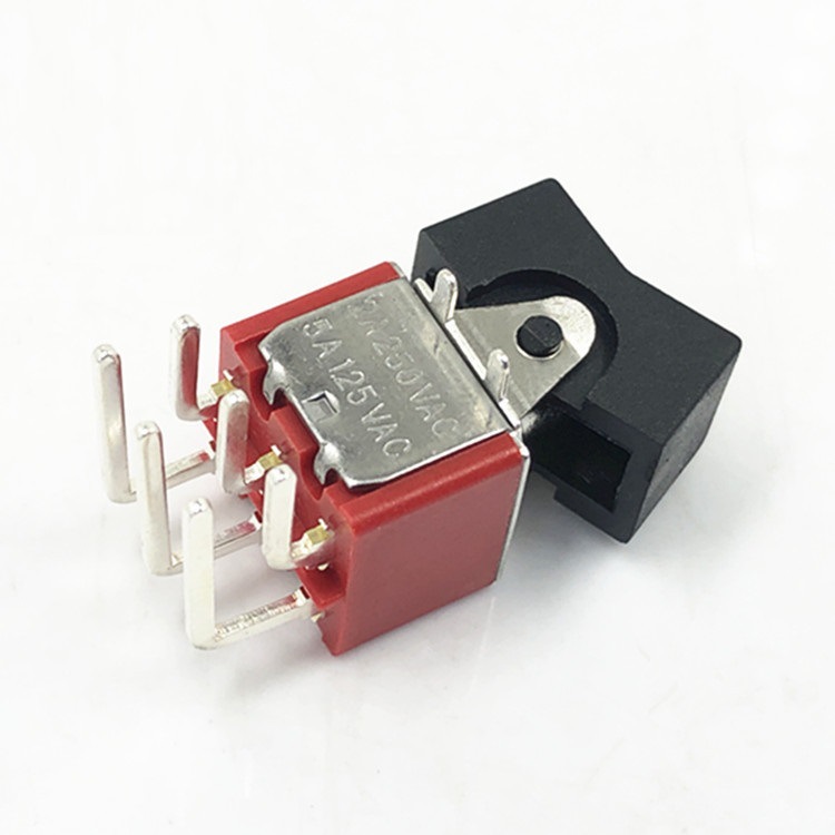 钮子按钮摇头开关RLS-213-A3三挡两档复位六弯脚插件红胶座黑头2A