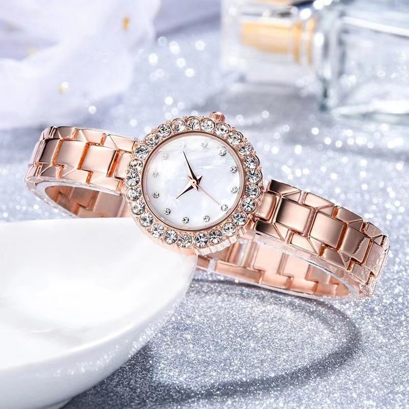 Popular new fashion bracelet rhinestone two-piece set jewelry popular male and female student watch fashion watch