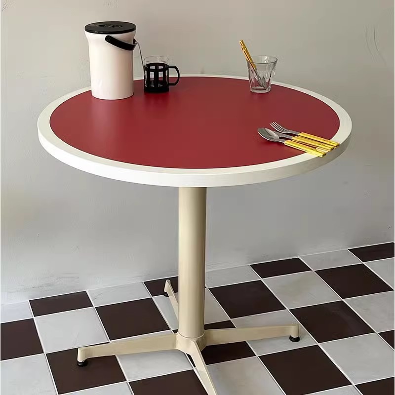 Chea Wea Korean Style Designer Two-Color Round Dining Table Home Living Room Coffee Milk Tea Shop Negotiation Table