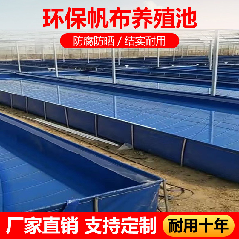 厂家直销户外刀刮布养殖水池加厚帆布鱼虾池防渗漏蓄水池鱼池蓝色