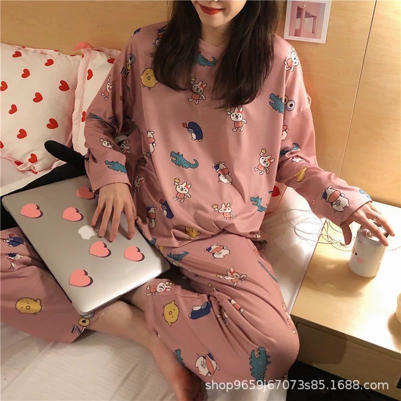 Pijamas mujer otoño estudiante ins manga larga primavera y otoño estilo coreano