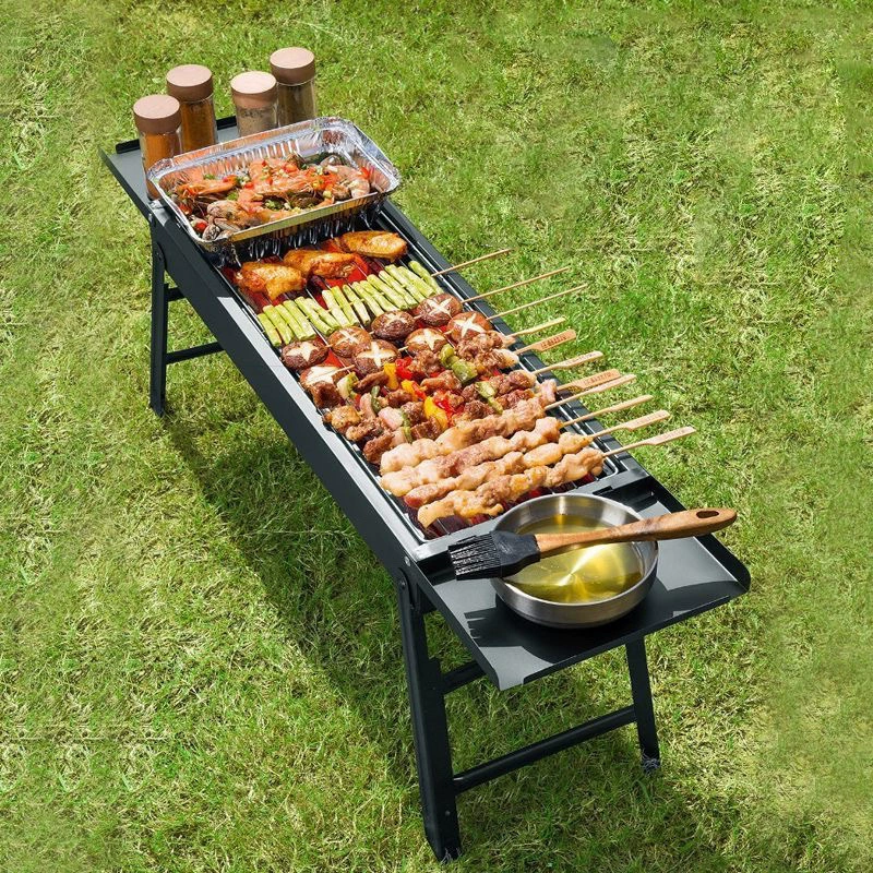 Гриль для барбекю, прочная, очень толстая, бытовая, выдвижная, складная, для кемпинга, портативная, для пикника, барбекю
