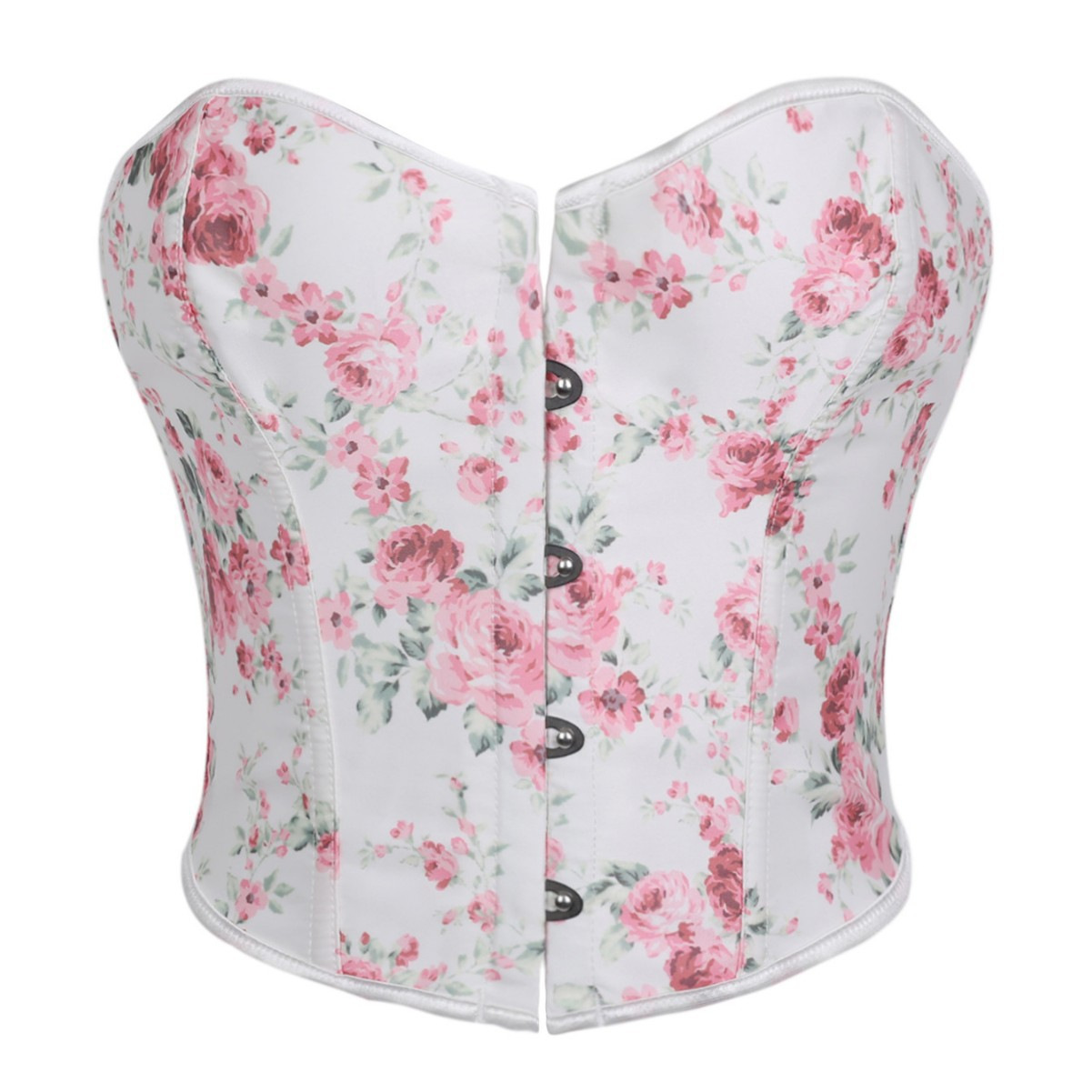 Impresión de rosa puro deseo de viento botón frontal cintura de peito chaqueta de hueso de pez AliExpress suministro de comercio electrónico transfronterizo