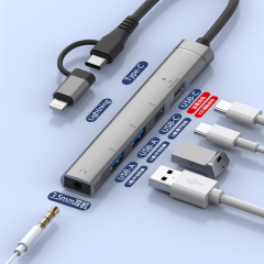 Usb-cエクステンダー拡張ドックtypecスプリッターマルチポートusbマルチインターフェースhub外付け3.5イヤホン