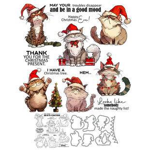 Original Design Christmas Cat Silicone Transparent Seal Embossed Carbon Steel Knife Mold Handbook Decorative Seal Stamp Wholesale