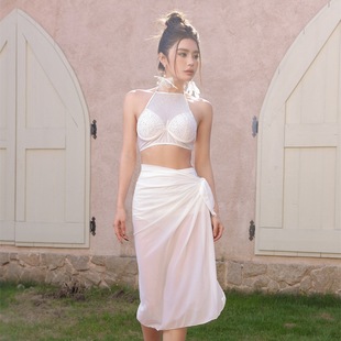 [Stars] 2024 new swimsuit women's bikini bikini three-piece suit split shiny rhinestone swimming suit