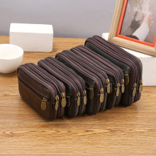 男士牛皮拉链便携式中老年零钱公交卡钥匙包手机腰包牛皮手机包