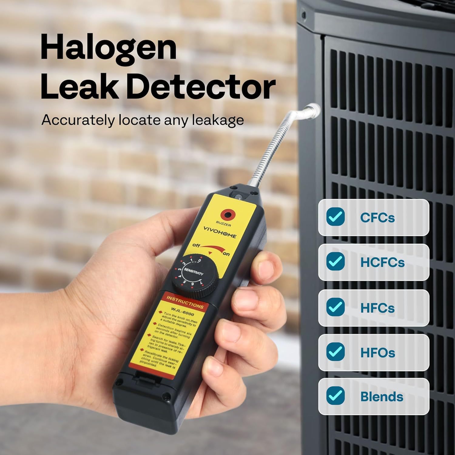 Foreign trade hot sale WJL-6000 car gas leak detector electronic halogen refrigerant air conditioning refrigerant halogen detection