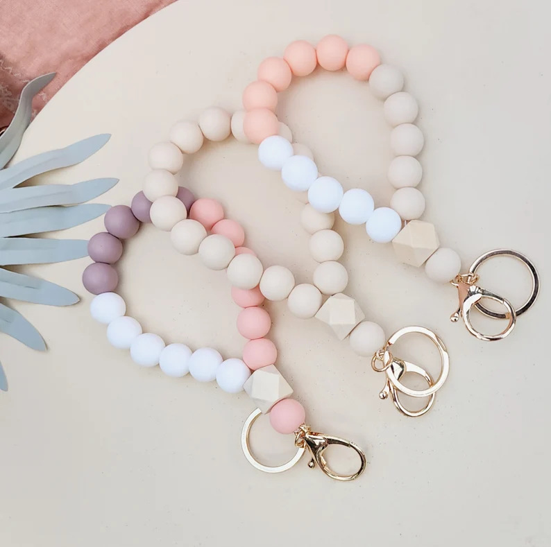 Nueva pulsera de silicona transfronteriza accesorios llavero redondo pulsera de silicona pulsera colgante de estilo europeo y americano