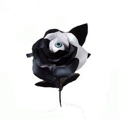 バラの絹の花の単枝の黒色のハロウィーンをシミュレーションして、目の玉の偽の花のパーティーの装飾のゴシック風の撮影の道具を持ちます。