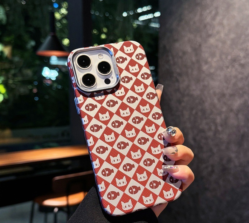 iPhone17promax用ケース、猫と魚のデザイン、マグネット式、Apple16対応、超薄型、つや消しPC素材、全面保護カバー|undefined