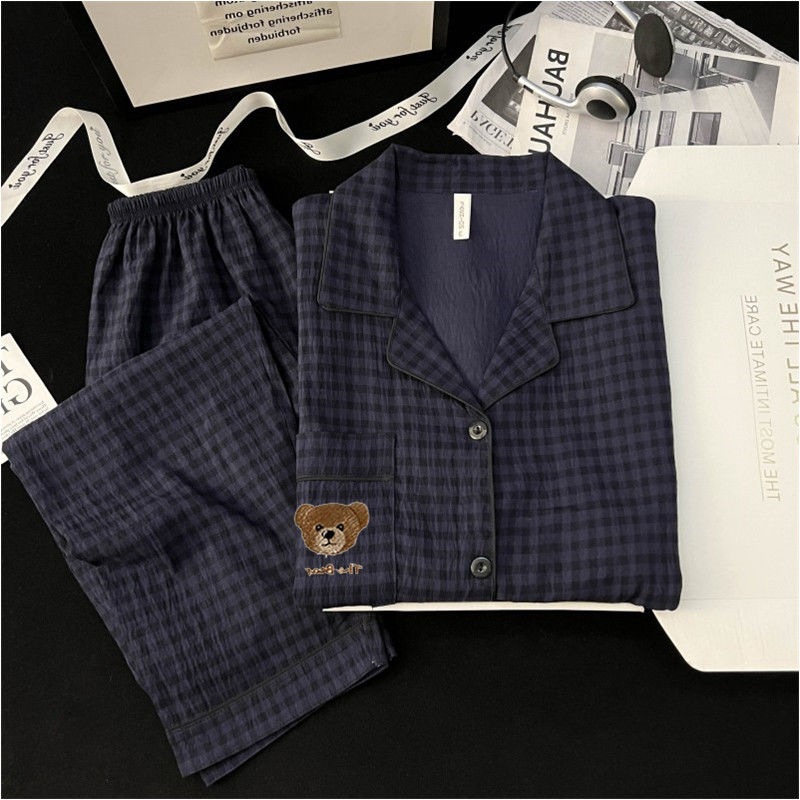 2025 New Spring and Autumn Cloud Cotton Men's Pajamas Spring and Autumn Cartoon Long Sleeves and Trousers Autumn Home Clothes Set