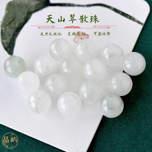 新疆天然金丝玉天山翠散珠DIY半成品翡翠色玉石串珠东陵玉批发