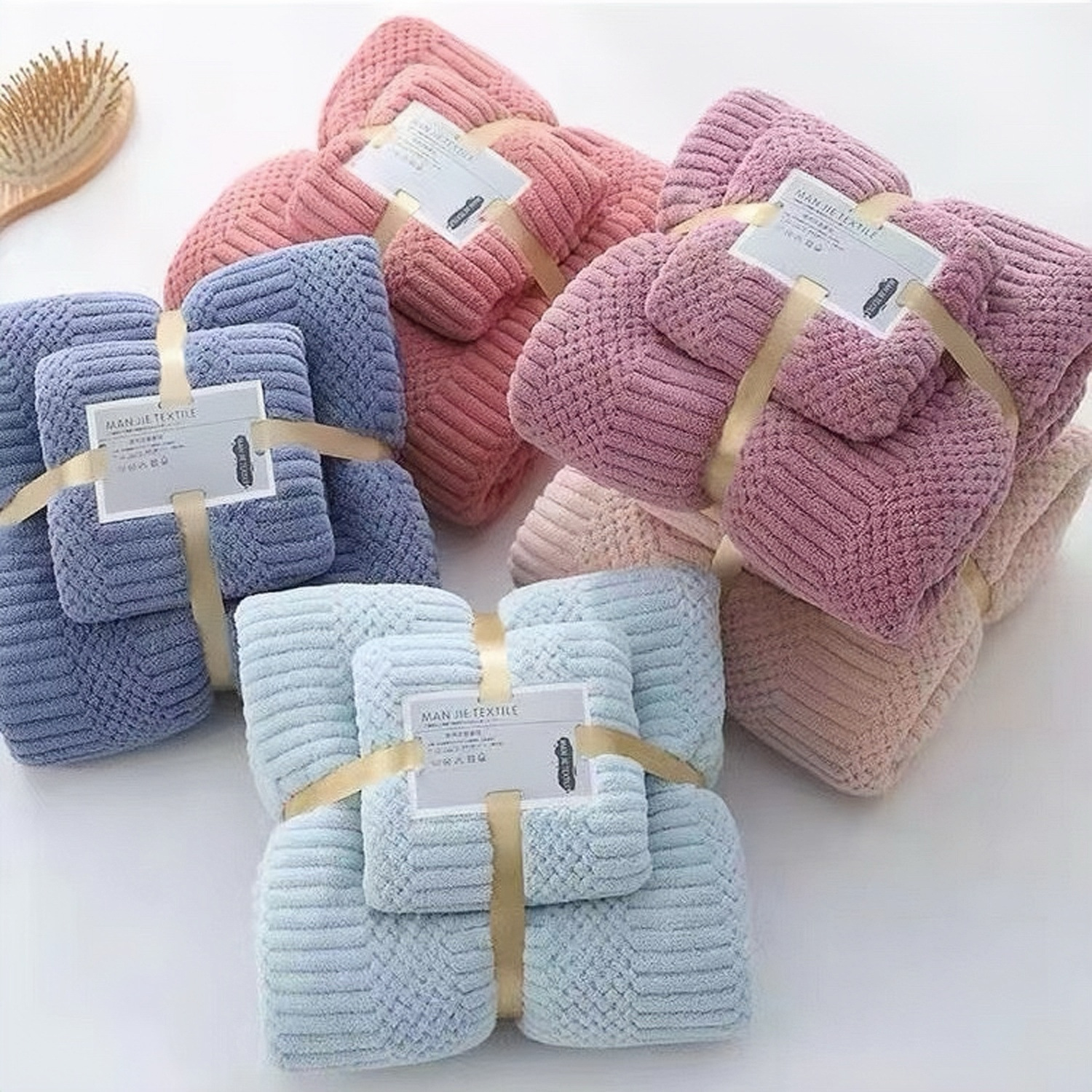 Toalla de coral de peluche de borde conjunto de toalla de baño de color sólido suave absorción de agua toalla de playa material ecológico para el hogar diario