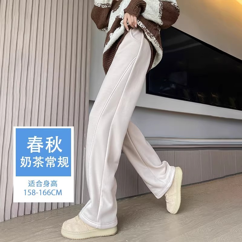 加绒香蕉阔腿裤女秋冬灰色窄版高个子加长裤子显瘦加厚休闲运动裤|undefined