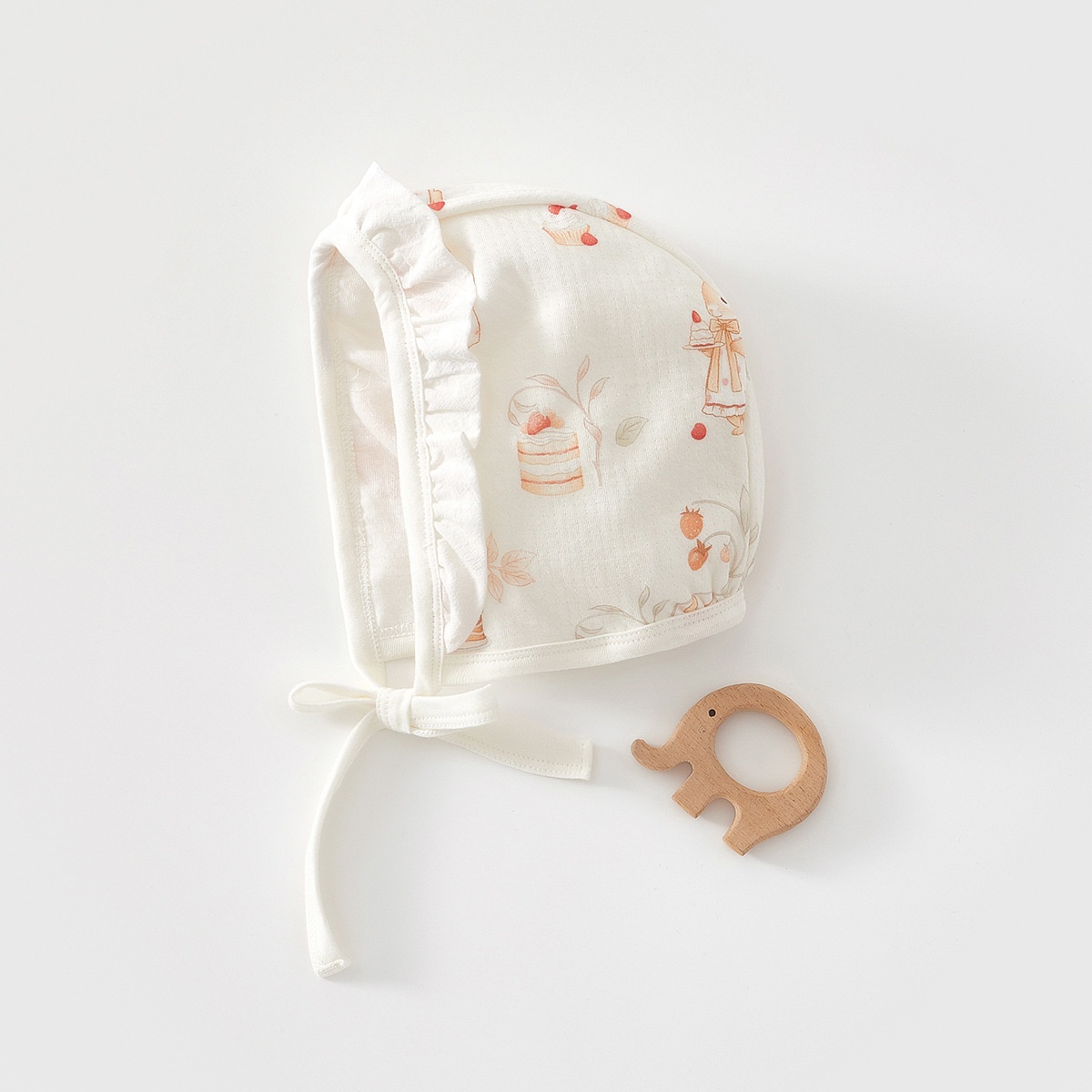 Sombreros para bebés recién nacidos primavera y otoño lindos dulces Jacquard algodón puro sombrero de tipo A sombrero de neumático sombrero protector de orejas sombrero de abrigo image 6