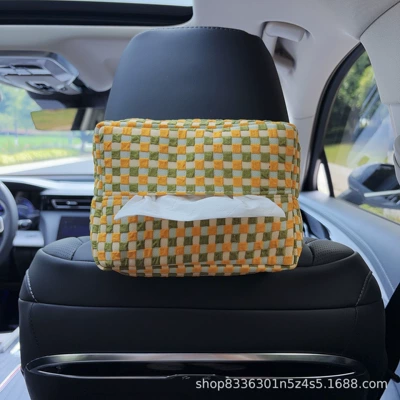 cartoon design for car seat — Car tissue box/set - yellow-green-bubble-grid-tissue-box-seat-type