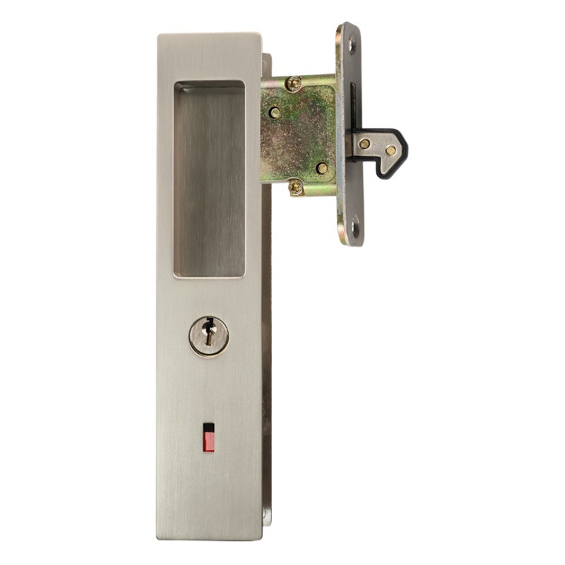 Cerradura cuadrada de puerta corredera de estilo japonés, cerradura de puerta corredera de aleación de zinc, indicación roja y verde, cocina y baño, puerta corredera, cerradura de gancho para puerta corredera