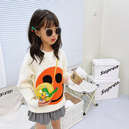Wholesale New Children's Small Dinosaur PU Crossbody Bag for Toddlers Cute Cartoon Unisex Kids Outing Fashion Coin Round Bag