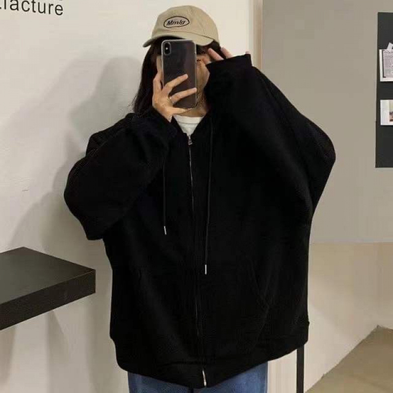 灰色连帽运动卫衣外套女春秋冬季加绒学生开衫盐系大码拉链上衣潮|undefined