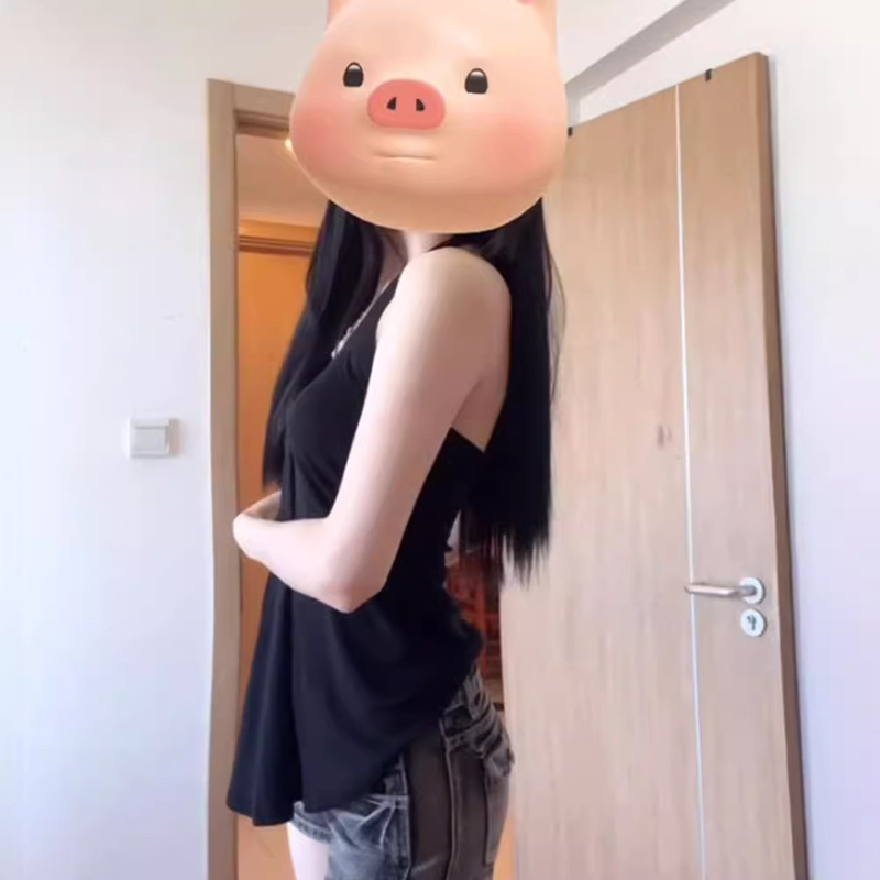 Black Neck V-neck Sleeveless Vest Women's Summer 2024 New Style Outer Wearing Design Pure Desire Spice Girls Sleeveless Top