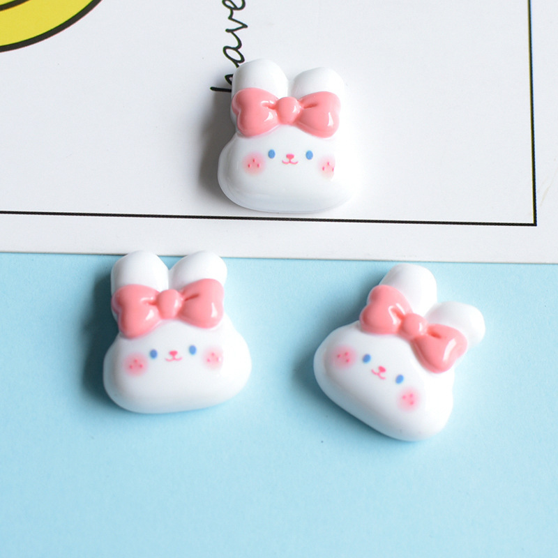 かわいい光沢のある甘い漫画バニーベアケーキツリーケーキ樹脂ジュエリーアクセサリー DIY 手作り材料|undefined