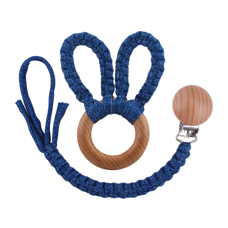 Bricolaje creativo bebé suministros de haya chupete clip tejido a mano color mezclado chupete cuerda anti-caída cadena mordedor traje