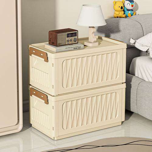 Folding Storage Box with Lid for Home Cream Style Wardrobe Organizers for Dorms Large Capacity Plastic Storage Box Camping Box