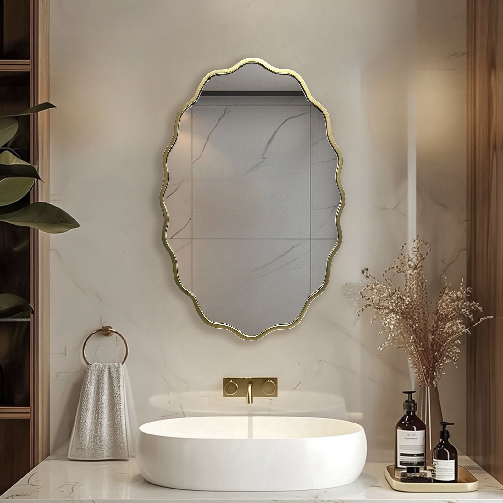 Espejo Decorativo de Pared de Madera Colgante para Baño y Sala de Estar image 9
